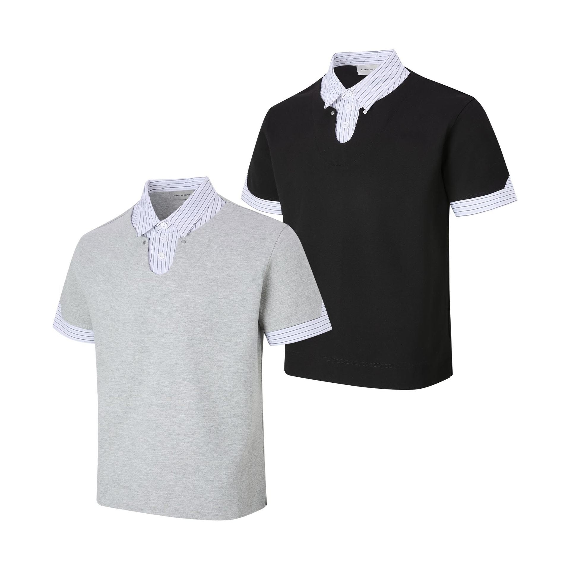 Simple and fake two loose short sleeved T-shirts for men and women polo shirts