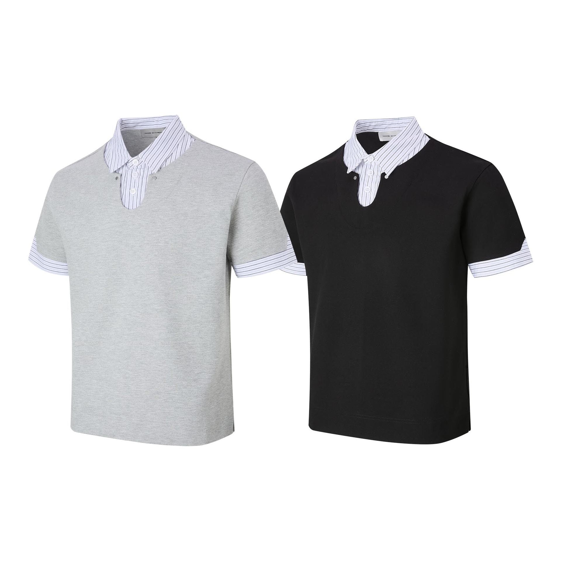 Simple and fake two loose short sleeved T-shirts for men and women polo shirts