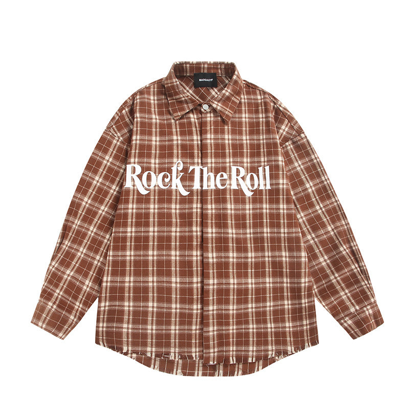 Letter checkered shirt for men and women casual shirt