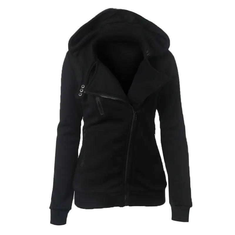 Fleece Hoodie with Asymmetric Zipper Jacket