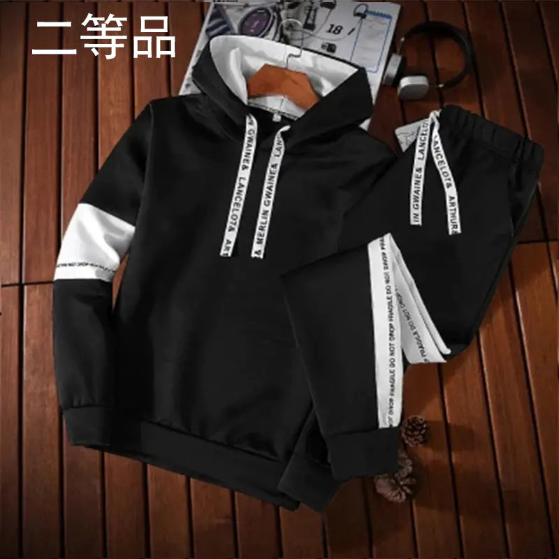 Men's Knitted Fleece Hoodie and Pants Sports Set