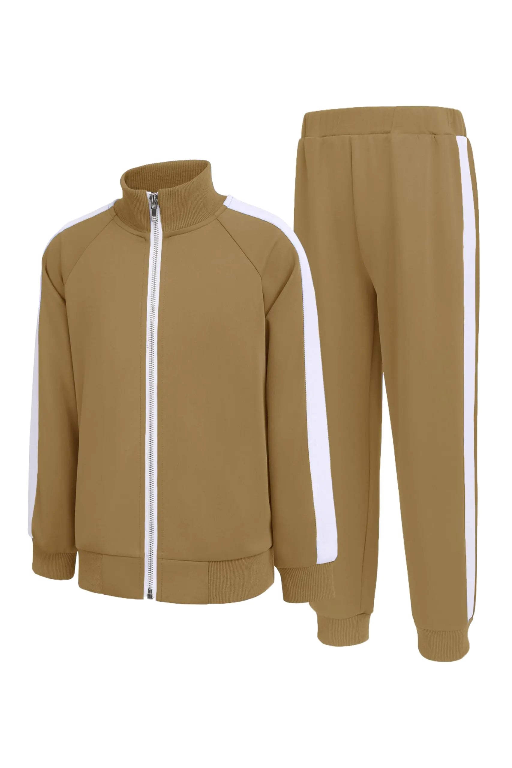Arshiner Boys Side Stripe Zipper Jacket and Pants Tracksuit Set