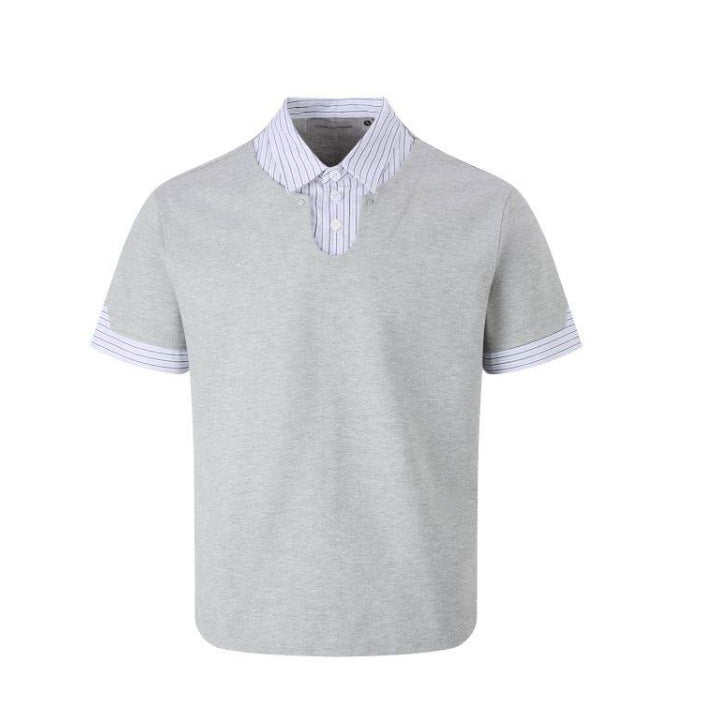 Simple and fake two loose short sleeved T-shirts for men and women polo shirts