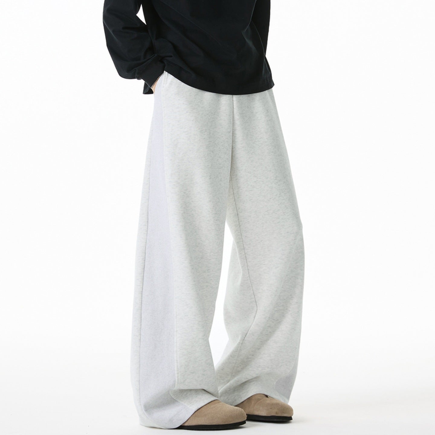 Side panel straight leg casual pants for men