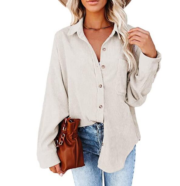 Corduroy Jackets for Women Single-breasted Casual Jackets Loose Tunic Outerwear Brown Green Coat Autumn Clothes