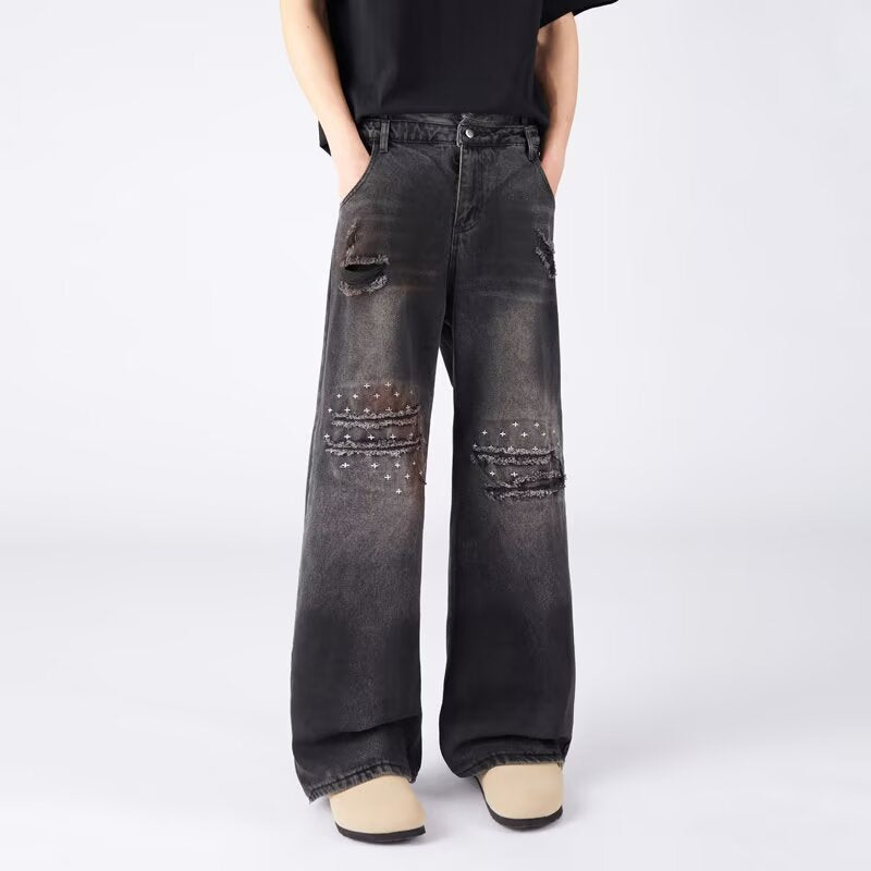 Ripped denim jeans for men and women
