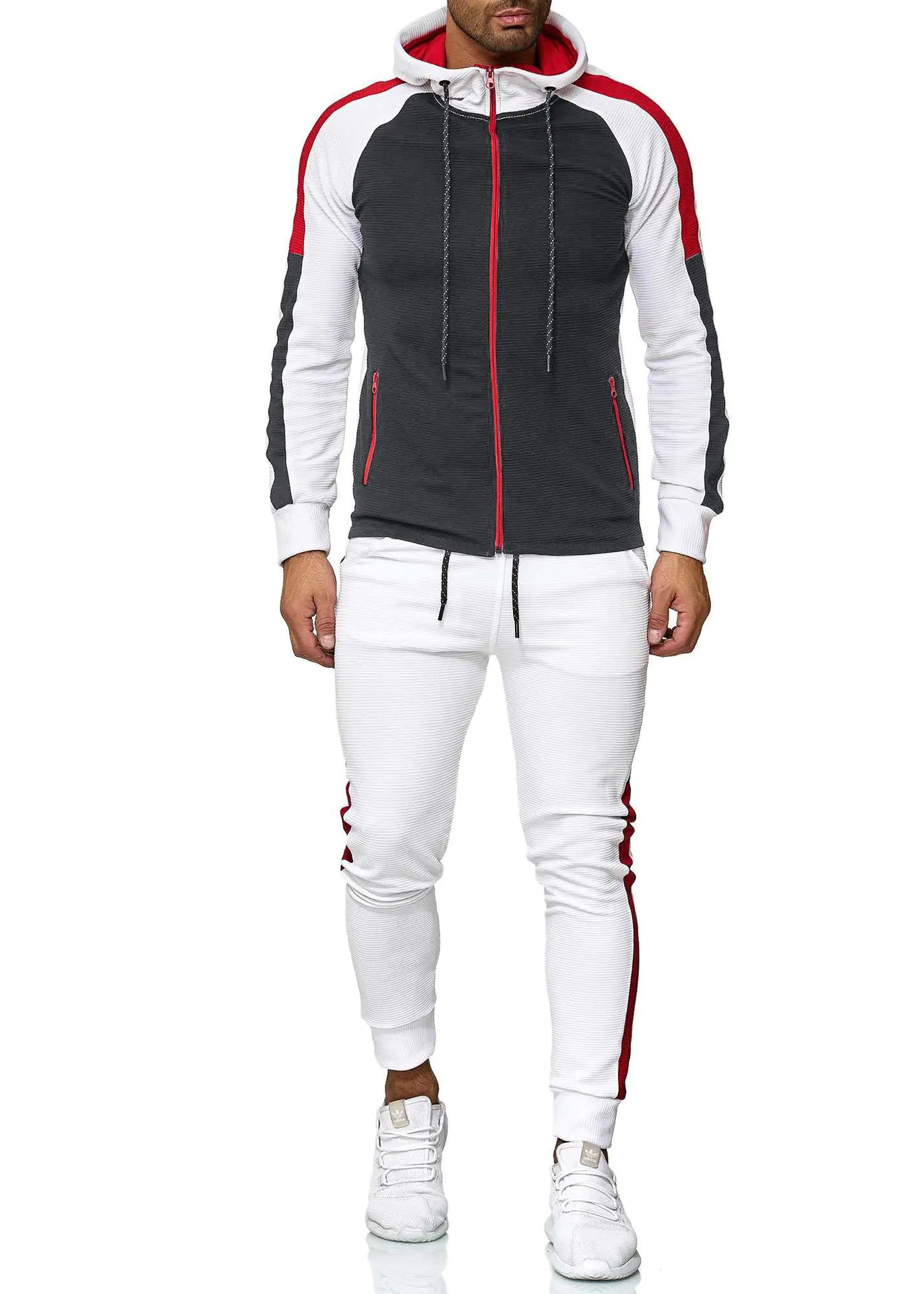Men's Casual Sports Tracksuit - Stylish Striped Design