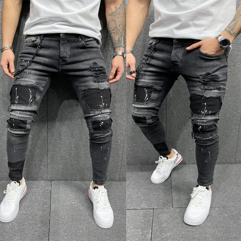Men's Ripped Blue Jeans