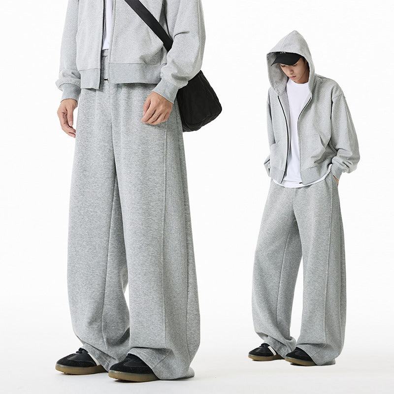 Side panel straight leg casual pants for men