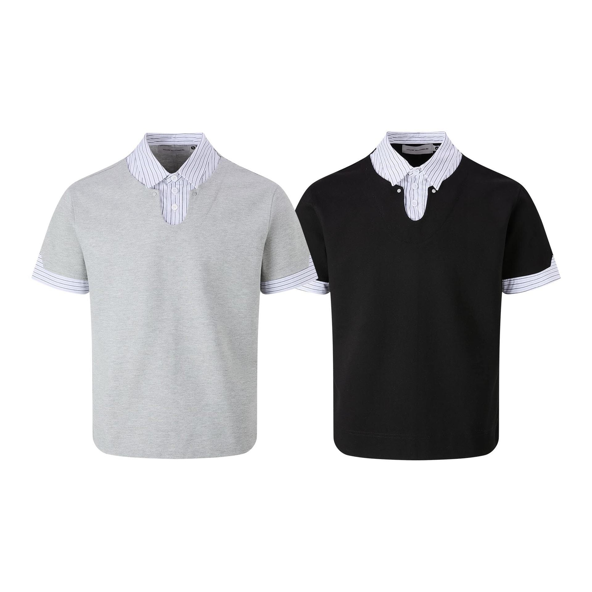Simple and fake two loose short sleeved T-shirts for men and women polo shirts