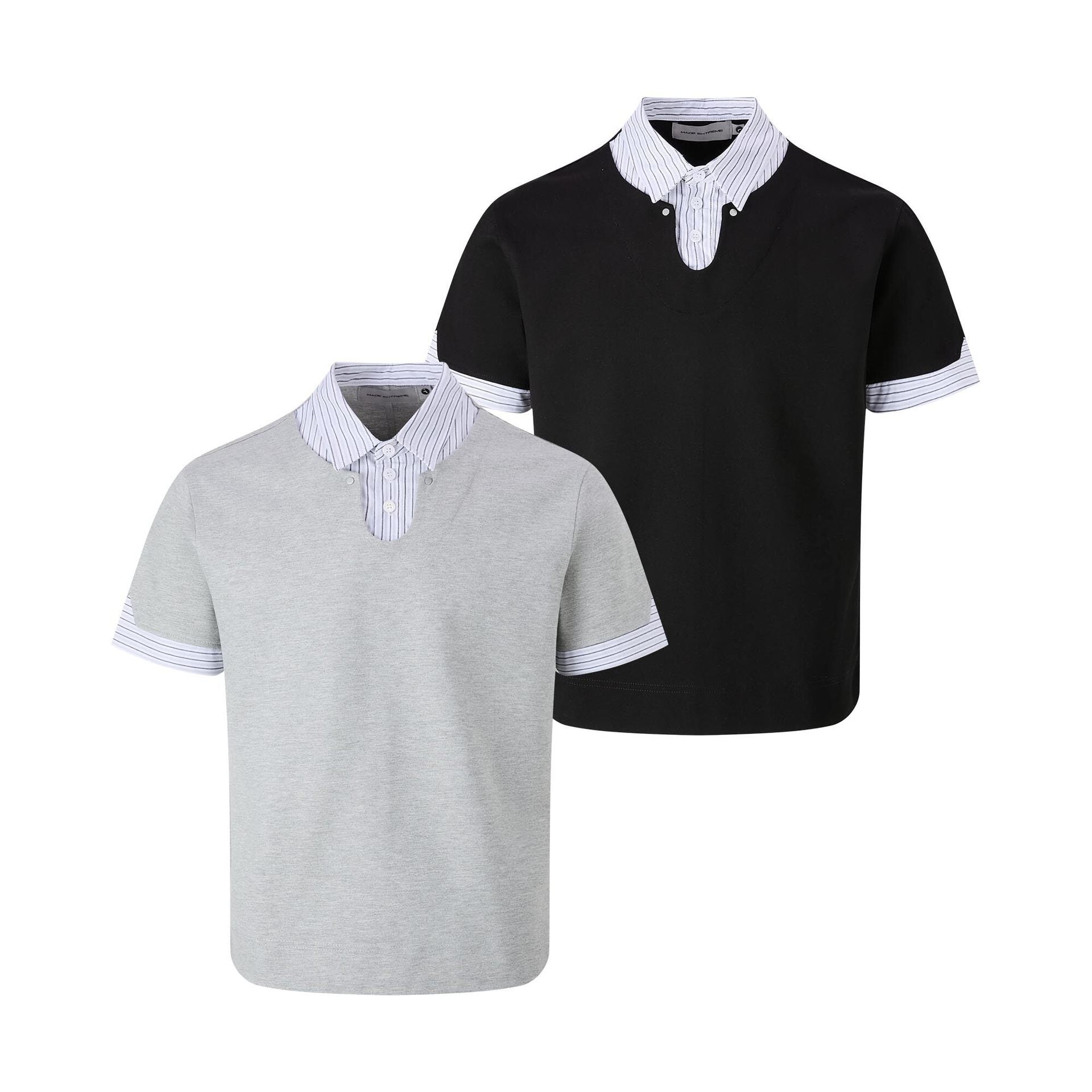 Simple and fake two loose short sleeved T-shirts for men and women polo shirts