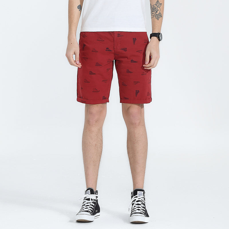 Men Fashion Casual Pattern Print Shorts Men 100% Cotton Brand New Slim Fit Pattern Washed Cargo Shorts Men