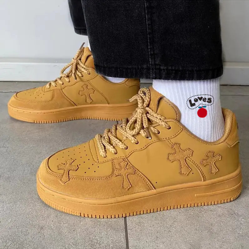 Wheat Retro Platform Sneakers