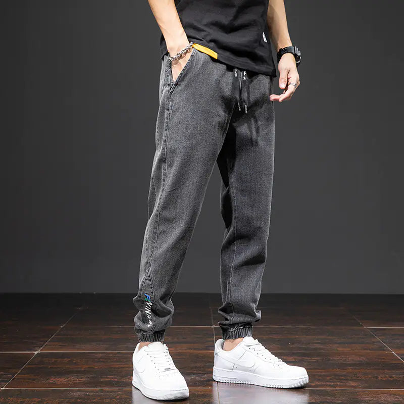 Men's Loose Fit Jogger Jeans with Drawstring (Plus Size)