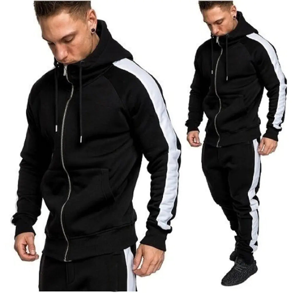 Men's Casual Sports Jacket and Hoodie Set