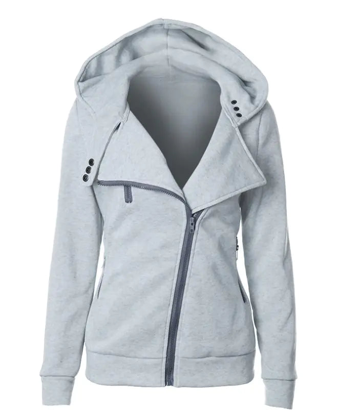 Fleece Hoodie with Asymmetric Zipper Jacket