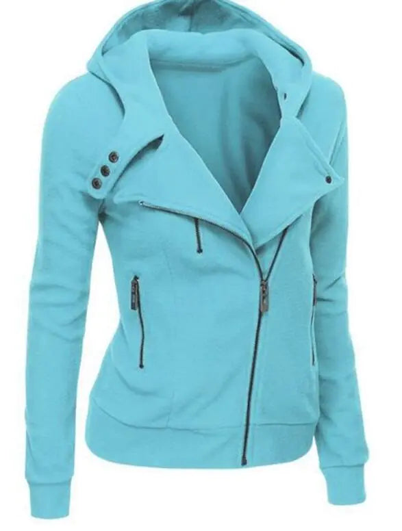 Fleece Hoodie with Asymmetric Zipper Jacket