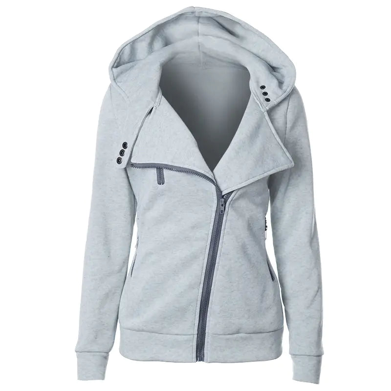 Fleece Hoodie with Asymmetric Zipper Jacket
