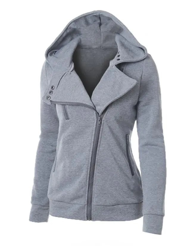 Fleece Hoodie with Asymmetric Zipper Jacket