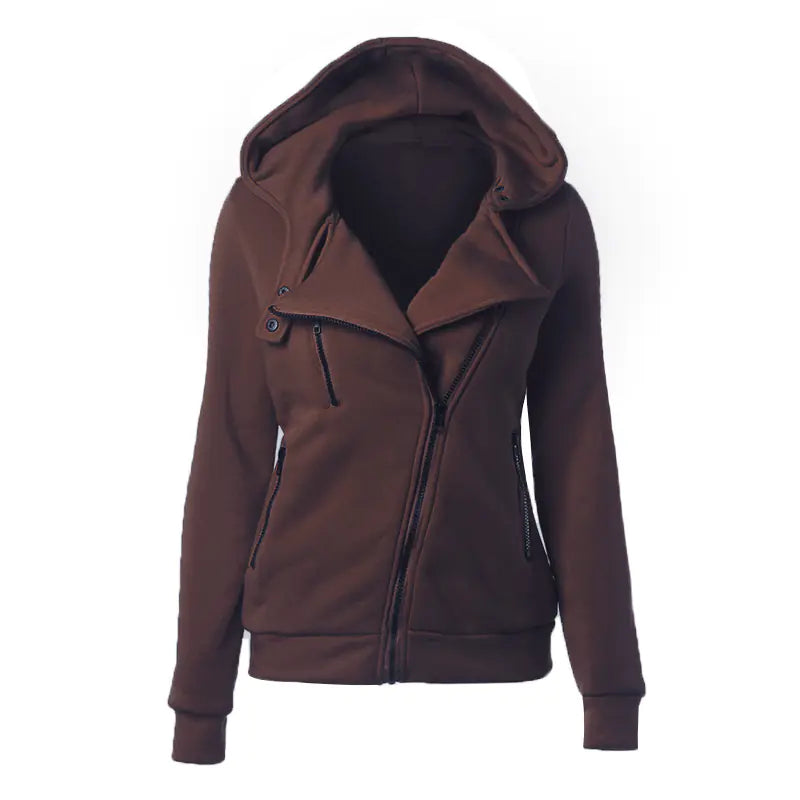 Fleece Hoodie with Asymmetric Zipper Jacket