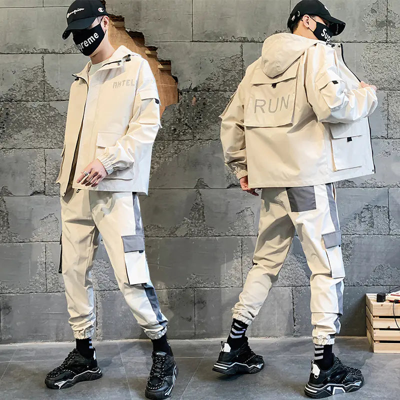 Autumn Men's Tracksuit Set with Pockets and Zipper