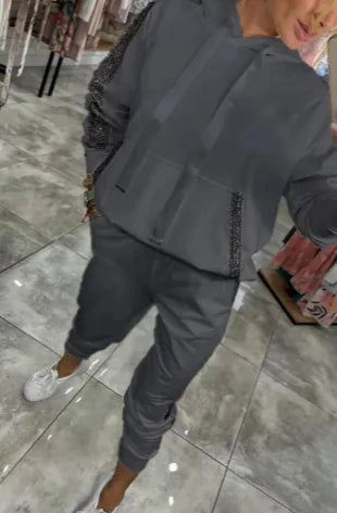 Athletic Hooded Sweatshirt and Jogger Set