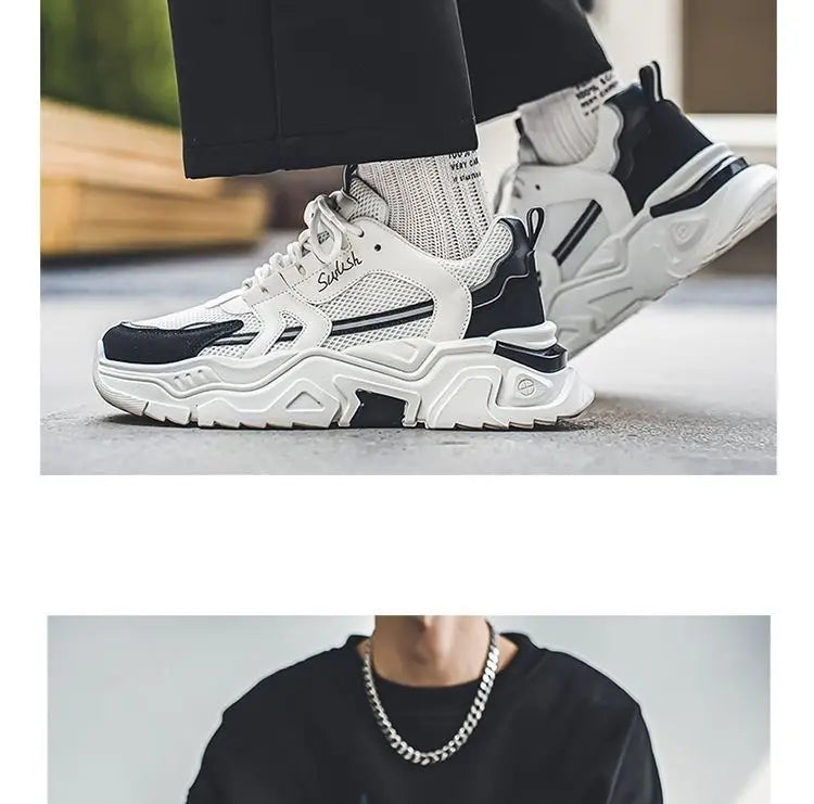 Men's Dad oes Summer Me Breathable Casual Sports oes Middle School Students Versatile Heightening Thi Bot White oes