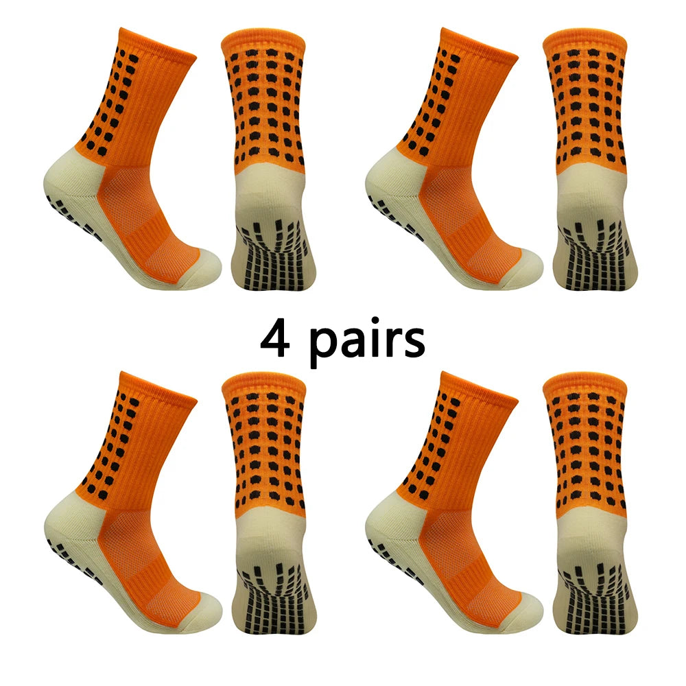 4 pairs of men's soccer socks non-slip grip pad football basketball socks