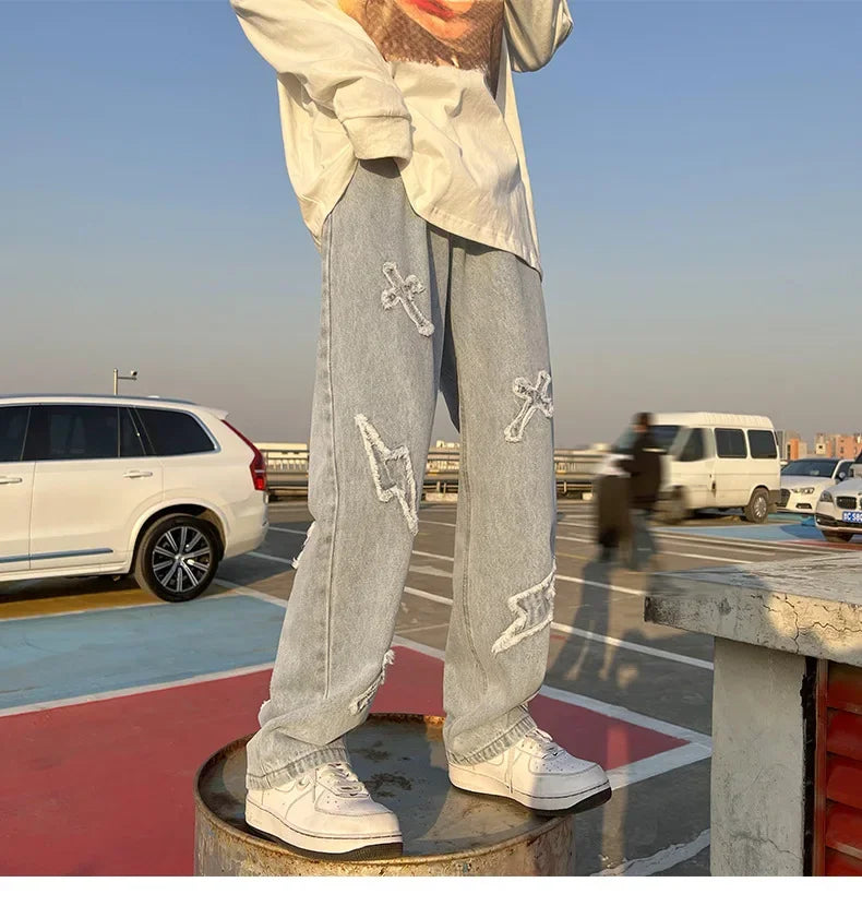 High Street Loose Casual Pants Men's Jeans Denim For women Men Same Paragraph Y2k baggy pants baggy jeans cargo pants men