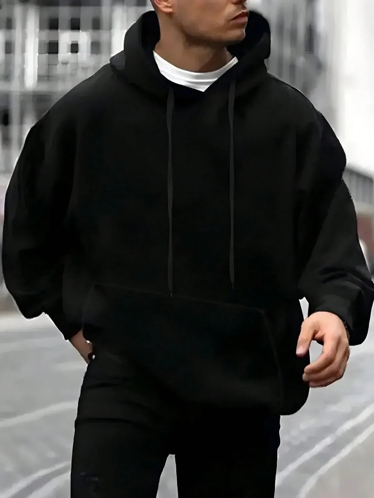 Men's Fashionable Casual Bear Print Pattern Sports Loose and Plush Thick Hoodie Suitable for Holiday Gift Pullover Tracksuit Men