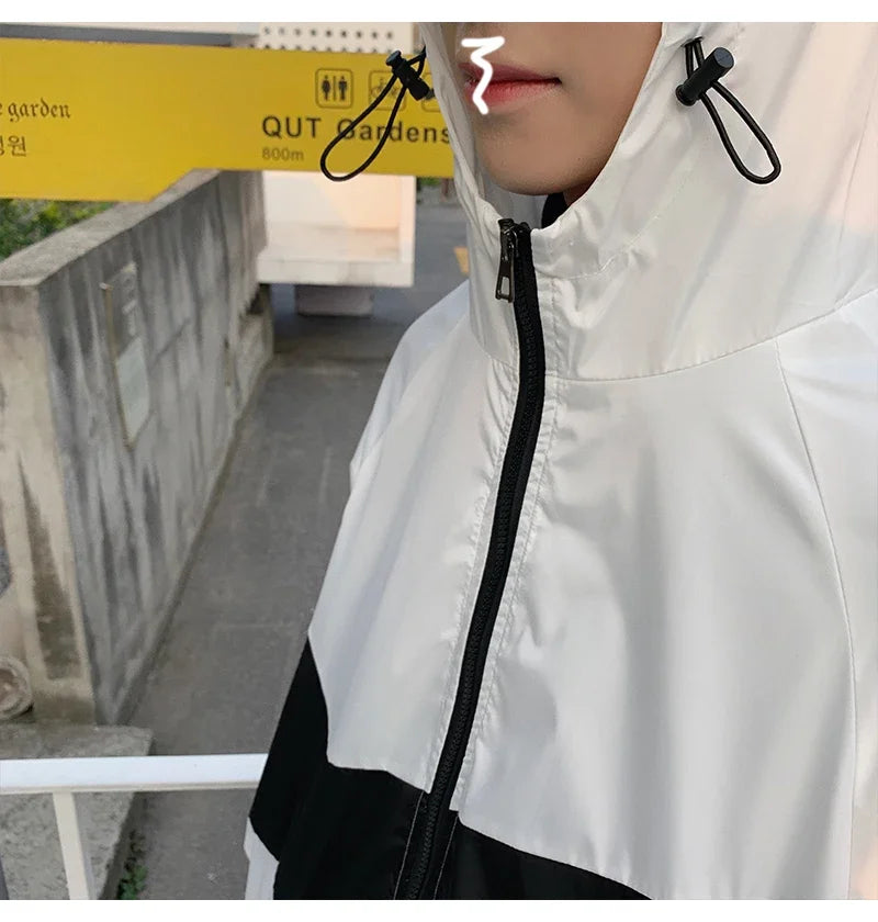 Men's Spring summer New Lightweight Jacket Hooded Outdoor  Hiking Climbing Jacket student windproof and sunscreen Thin jacket