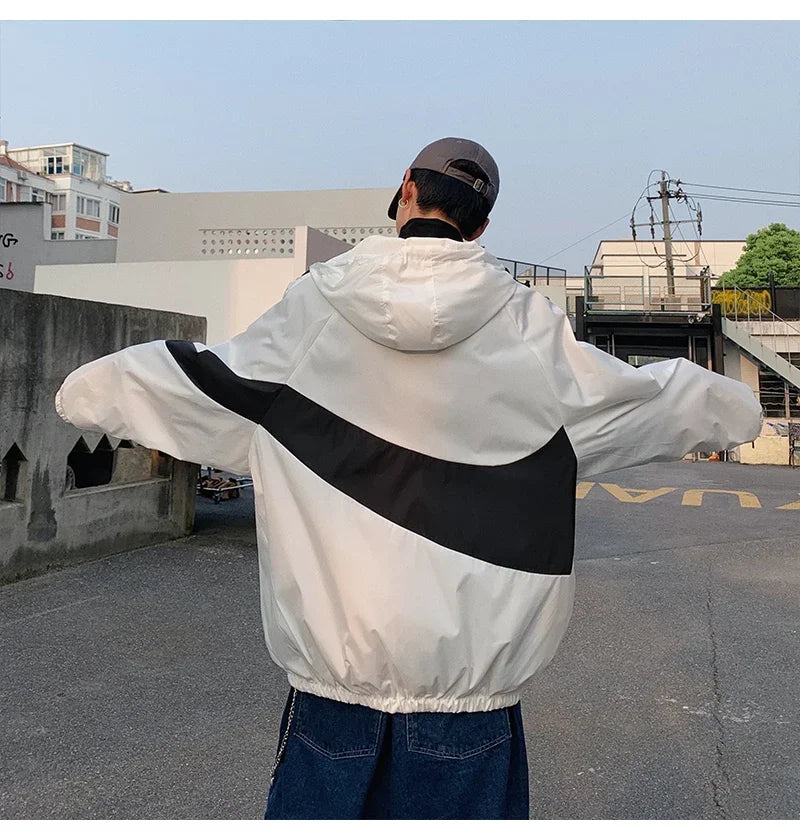 Men's Spring summer New Lightweight Jacket Hooded Outdoor  Hiking Climbing Jacket student windproof and sunscreen Thin jacket