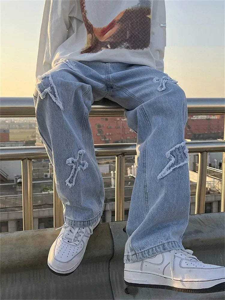 High Street Loose Casual Pants Men's Jeans Denim For women Men Same Paragraph Y2k baggy pants baggy jeans cargo pants men