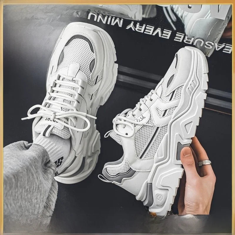 Men's Dad oes Summer Me Breathable Casual Sports oes Middle School Students Versatile Heightening Thi Bot White oes