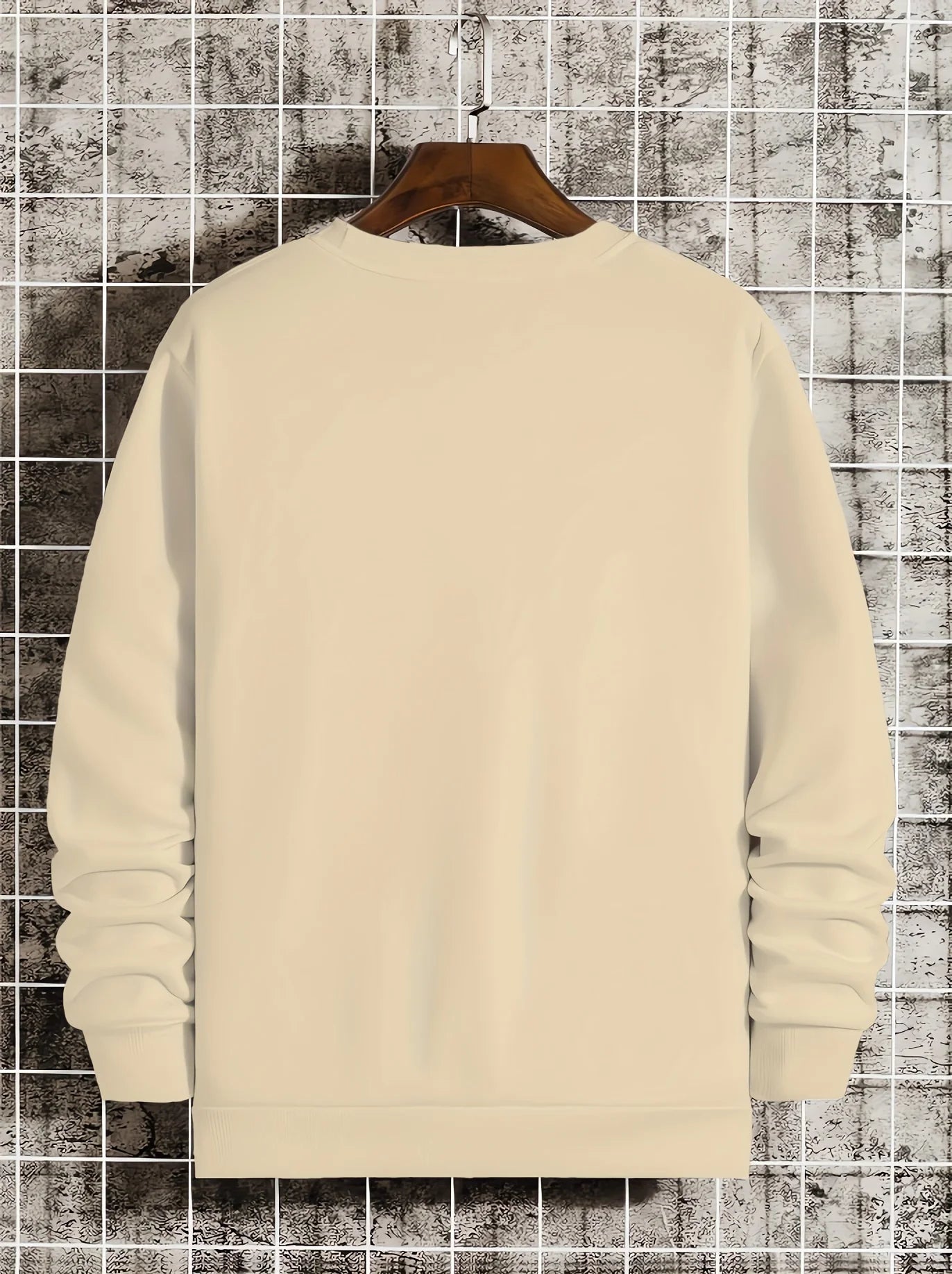 Men's autumn and winter fashionable casual loose Boston black golden letter graphic fleece long sleeved round neck sweatshirt