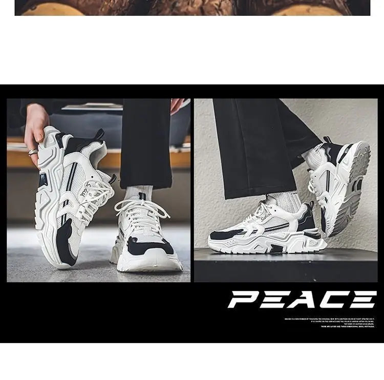 Men's Dad oes Summer Me Breathable Casual Sports oes Middle School Students Versatile Heightening Thi Bot White oes