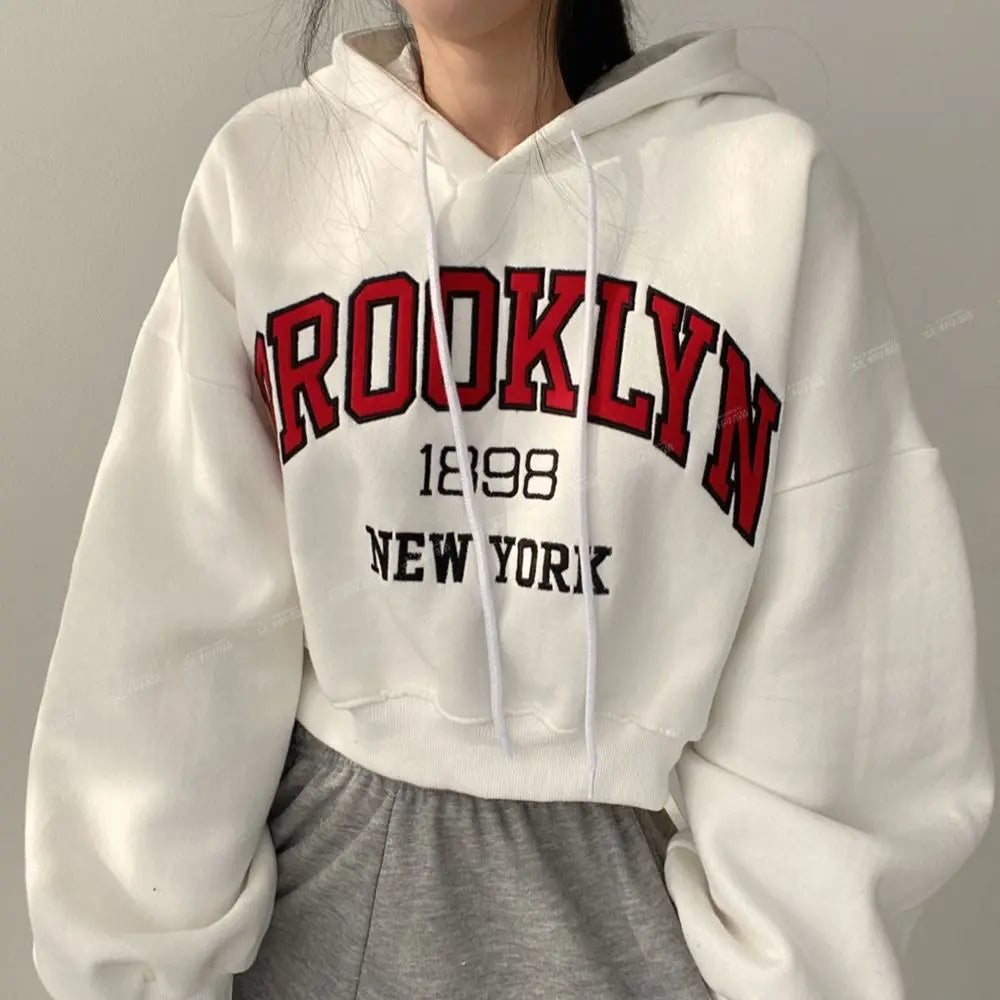 Hoodies Women American Style Cropped Baggy Chic Vintage Student Couple Streetwear Harajuku Y2k Letter Classic Design Personality
