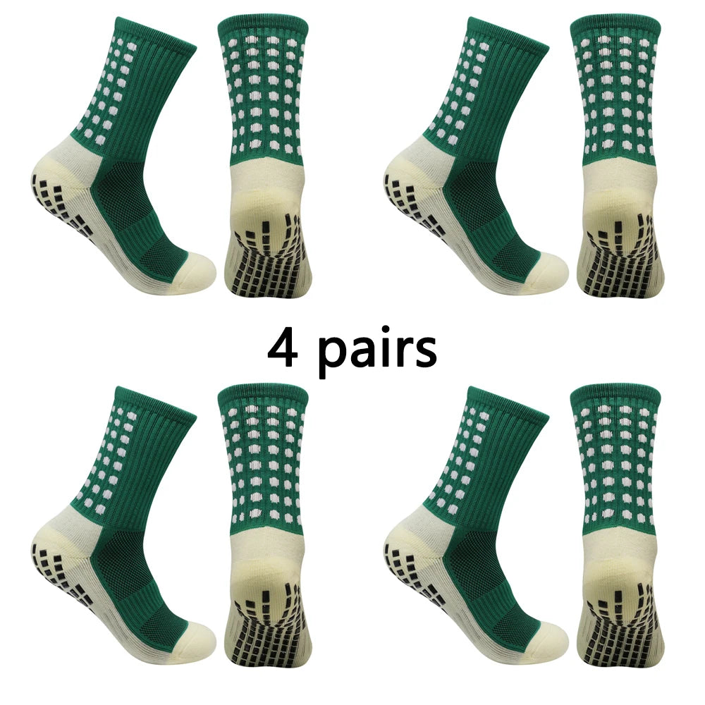 4 pairs of men's soccer socks non-slip grip pad football basketball socks