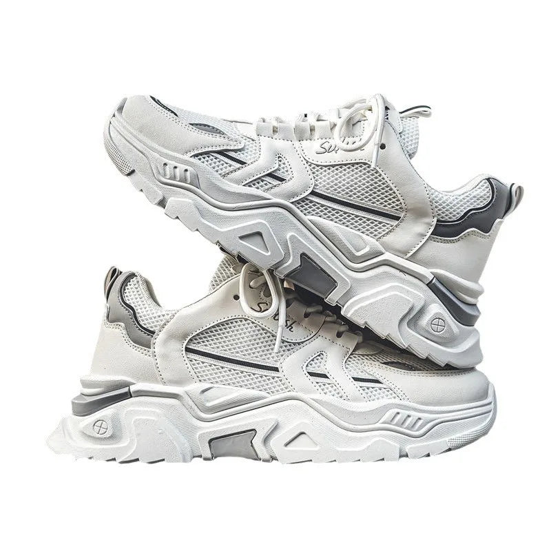 Men's Dad oes Summer Me Breathable Casual Sports oes Middle School Students Versatile Heightening Thi Bot White oes