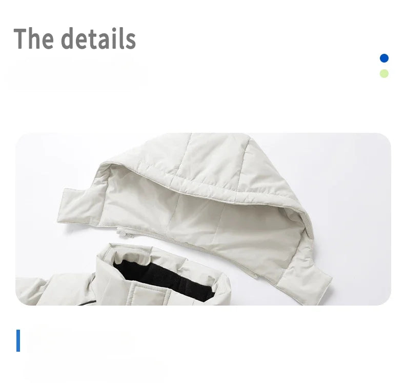 Winter Men's Warm Jacket Fashionable All-match Windproof Warm Down Cotton Coat Unisex Brand Thickened Hooded Parka Ski Clothes