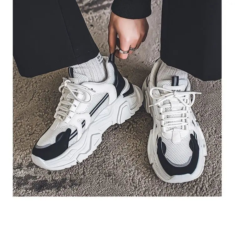 Men's Dad oes Summer Me Breathable Casual Sports oes Middle School Students Versatile Heightening Thi Bot White oes