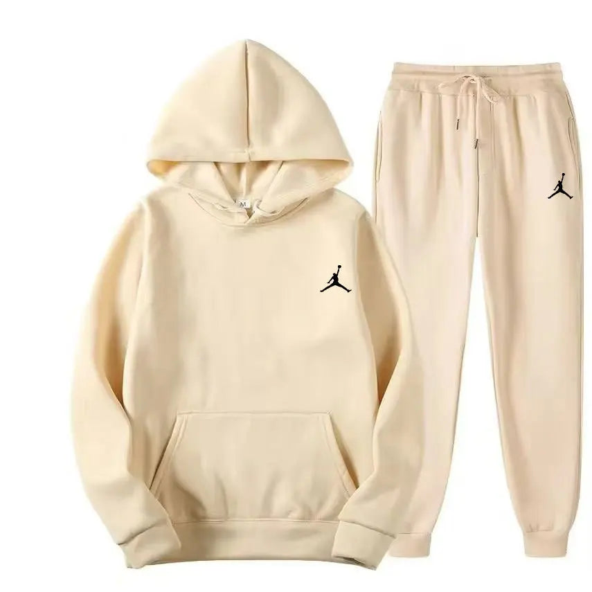 Fashion casual spring and autumn men's and women's hoodie + pants two-piece set a new outdoor basketball men's pullover set