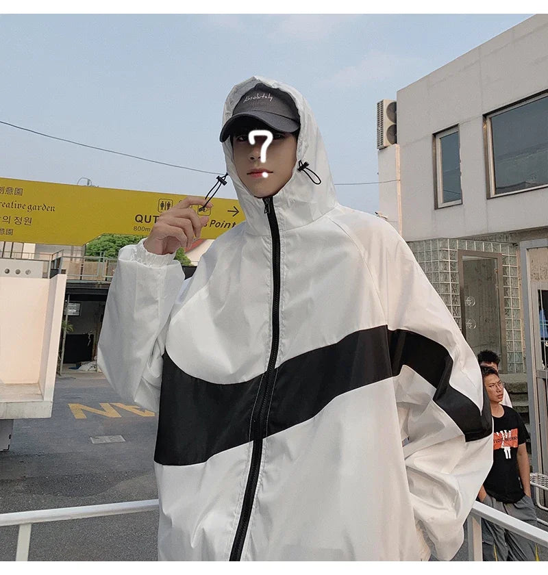 Men's Spring summer New Lightweight Jacket Hooded Outdoor  Hiking Climbing Jacket student windproof and sunscreen Thin jacket