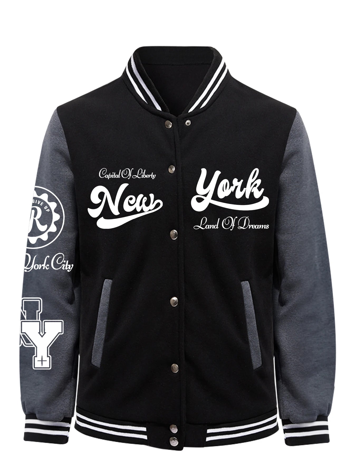 New York Land Of Dreams Capital Of Liberly Baseball Jersey Men Retro Soft Coat Trendy American Jackets Autumn Fleece Men Top