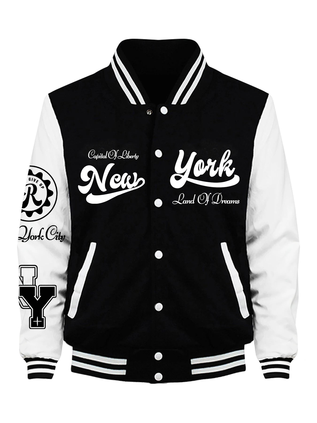 New York Land Of Dreams Capital Of Liberly Baseball Jersey Men Retro Soft Coat Trendy American Jackets Autumn Fleece Men Top