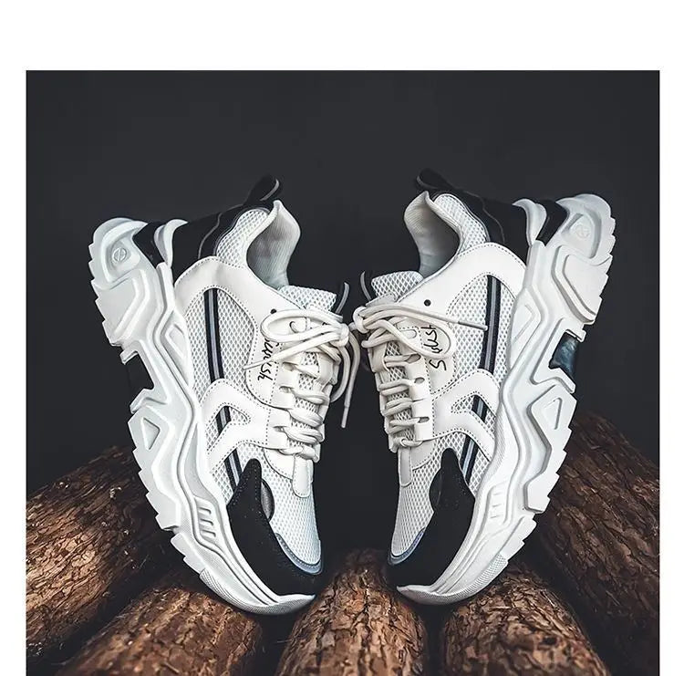 Men's Dad oes Summer Me Breathable Casual Sports oes Middle School Students Versatile Heightening Thi Bot White oes