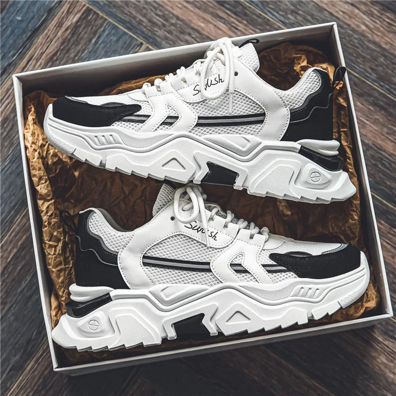 Men's Dad oes Summer Me Breathable Casual Sports oes Middle School Students Versatile Heightening Thi Bot White oes