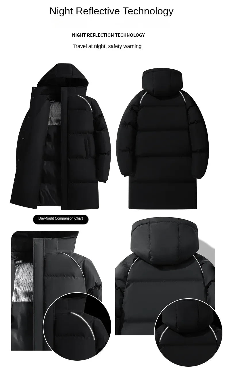 Winter Men's Warm Jacket Fashionable All-match Windproof Warm Down Cotton Coat Unisex Brand Thickened Hooded Parka Ski Clothes