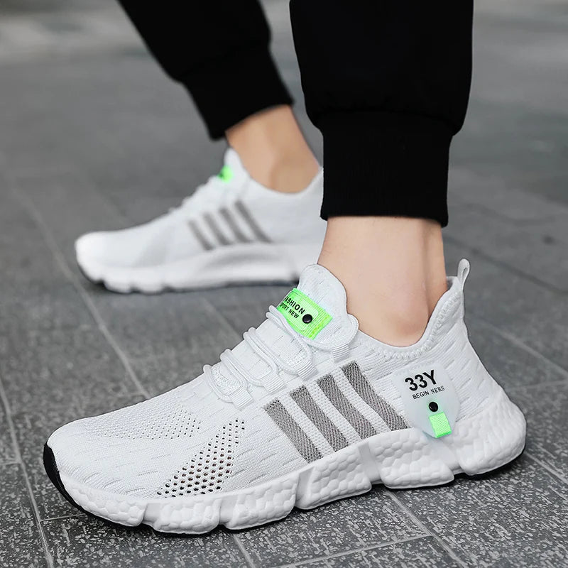 Breathable Mesh Men Shoes Trendy Lightweight Walking Flats Plus Size Male Tennis Sneakers Outdoor Running Fitness Shoes 2024