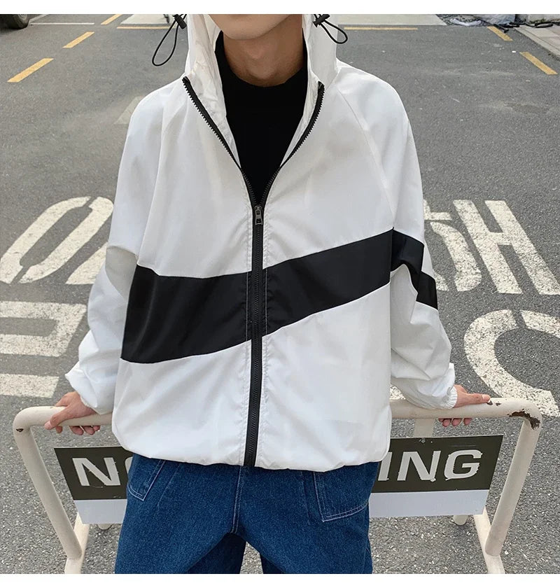 Men's Spring summer New Lightweight Jacket Hooded Outdoor  Hiking Climbing Jacket student windproof and sunscreen Thin jacket